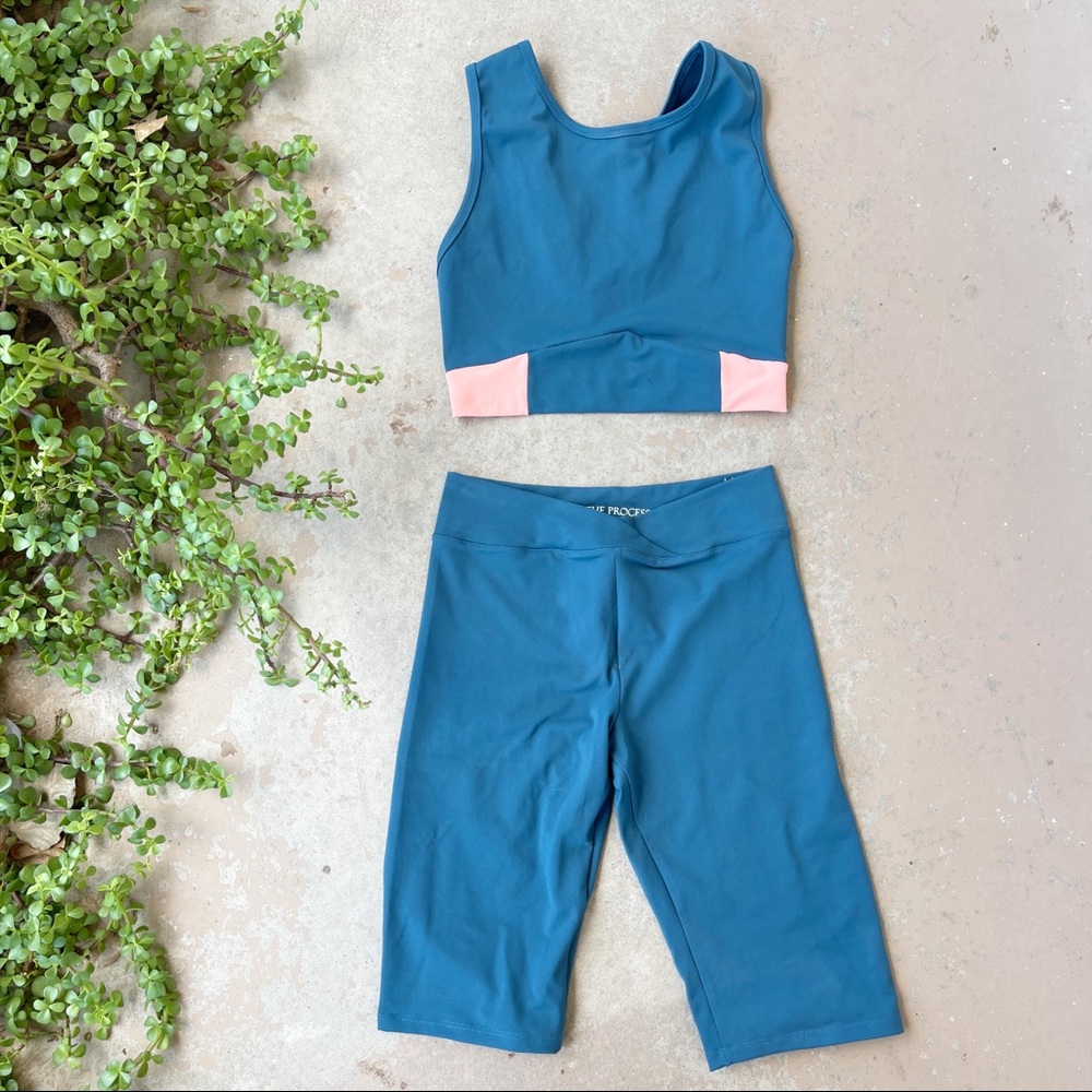 Live the Process Teal Set - Shorts and Sports Bra